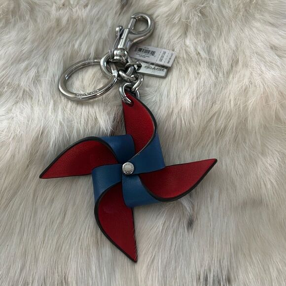 COACH Leather Pinwheel Keychain - Picture 1 of 6